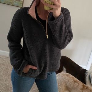 Old navy gray Sherpa quarter zip